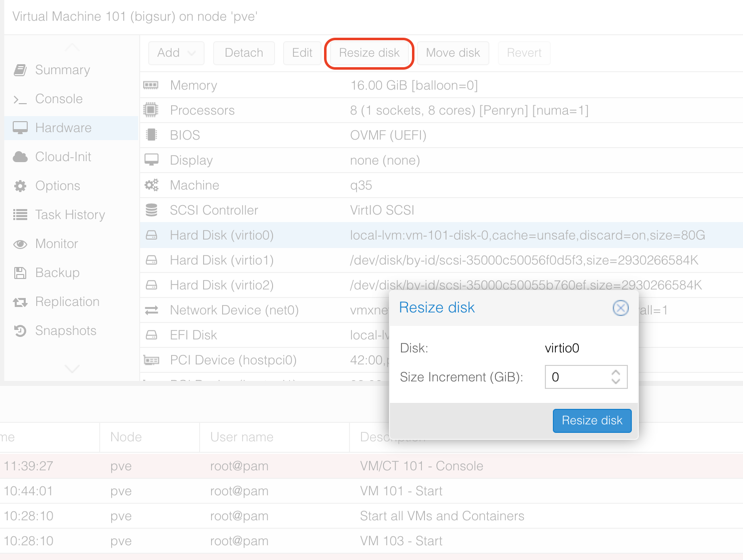 VM Resize disk